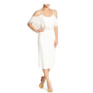 Dress the Population Beth Overlay Dress White Womens M Read